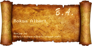 Boksa Albert névjegykártya